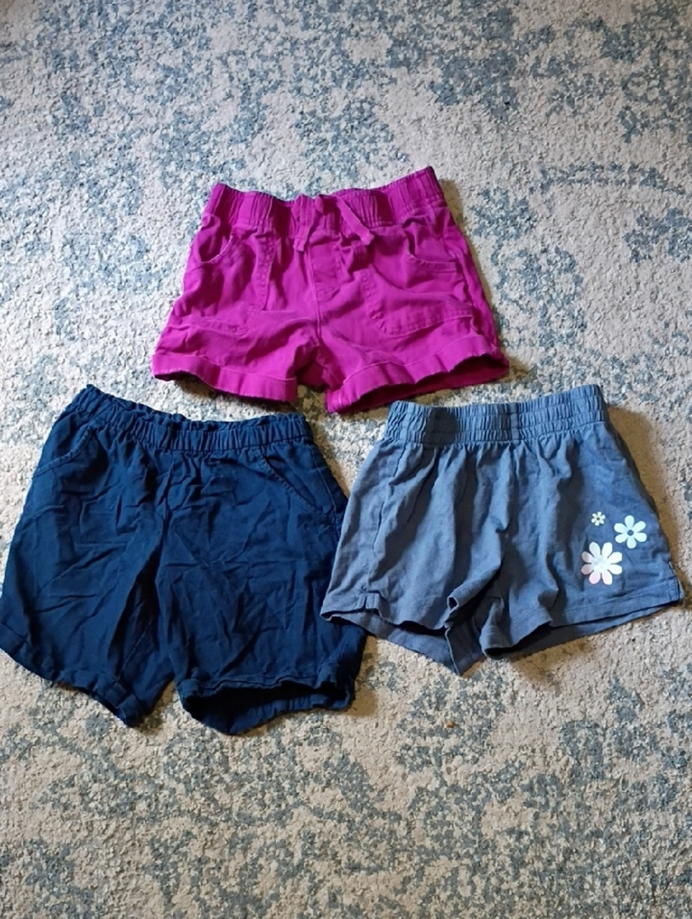 wonder nation Pink, Navy & Light Gray Girls' Pull-On Shorts 3-Pack